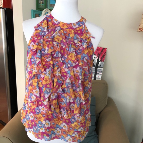 ECI Floral Ruffle Halter Top - Picture 1 of 4